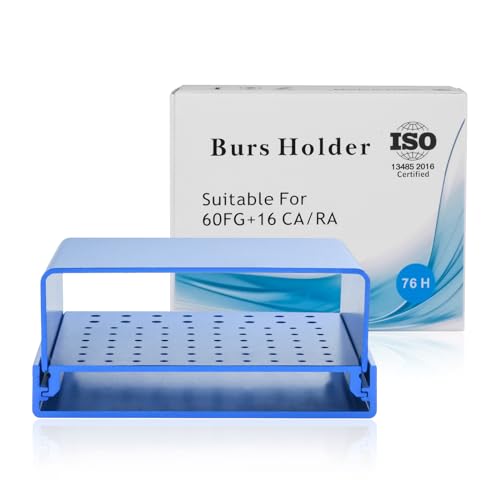 Kurtvenid 76 Holes Burs Holder Block Cleaning Stand Autoclave Case Bur Box Aluminium Alloy Organizer (Blue) - Image 5
