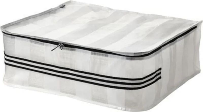Ikea Storage Box, Zippered Storage Bag 55 x 49 x 19 cm Meridyendukkan White-Black Color Wardrobe Organizer