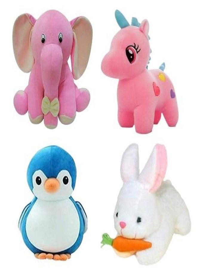 Future Shop Pack of 4 (Appu, Unicorn, Rabbit & Penguien) Elegant Soft Plush Toy for Babies, Great Birthday Gift for Girls - 30 cm