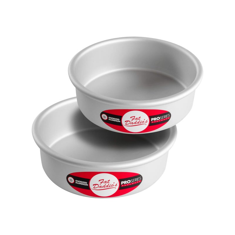 Fat Daddio's Anodized Aluminum Round Cake Pans, 2 Piece Set, 6 x 2 Inch - Image 1