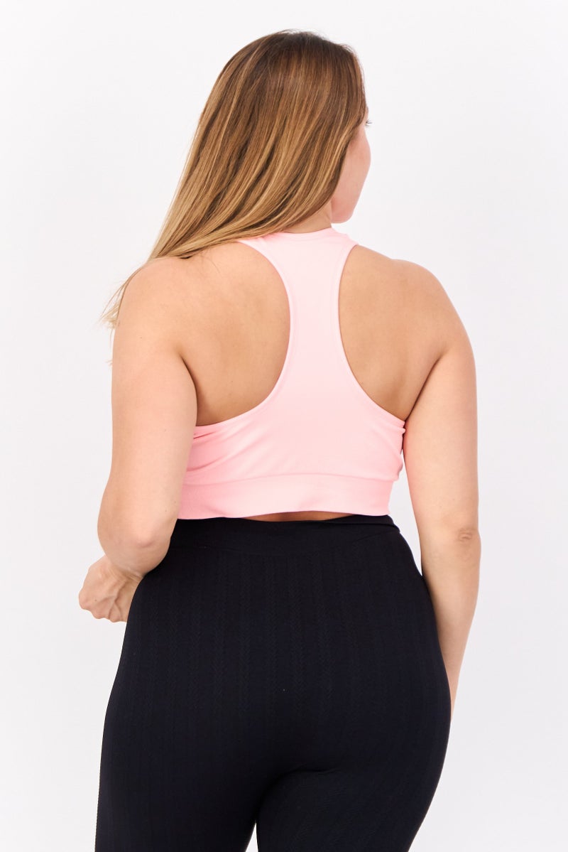 PUMA Women Plus Size Brand Logo Padded Sports Bra, Coral - Image 4