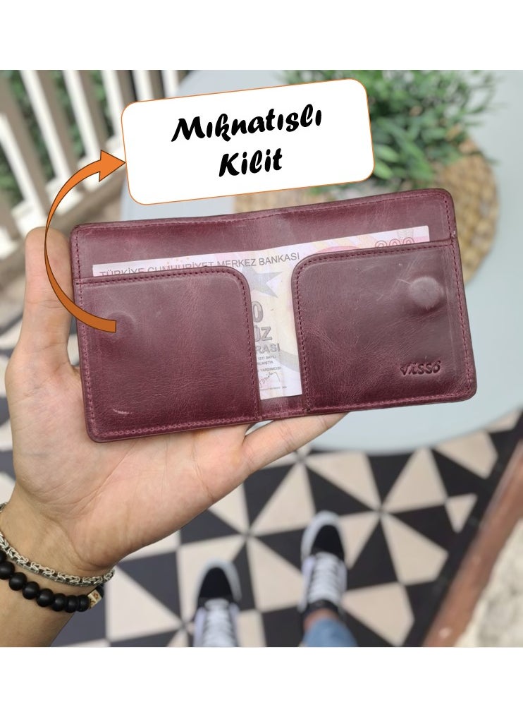 VISSO - 657 Calfskin Magnetic Men's Women's Card Holder Bag Wallet Stylish Hand Bag - Image 1