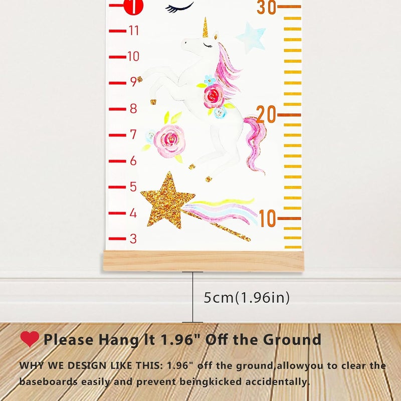 MIBOTE Baby Growth Height Chart Handing Ruler Wall Decor for Kids, Canvas Removable Height Growth Chart 79" x 7.9" (Unicorn) - Image 4