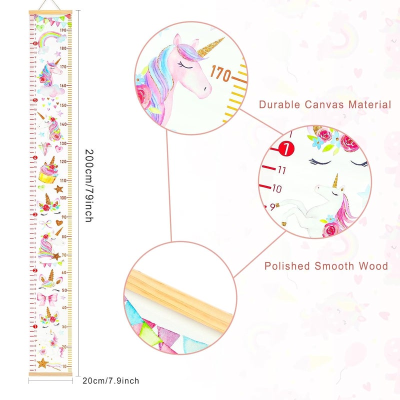 MIBOTE Baby Growth Height Chart Handing Ruler Wall Decor for Kids, Canvas Removable Height Growth Chart 79" x 7.9" (Unicorn) - Image 3