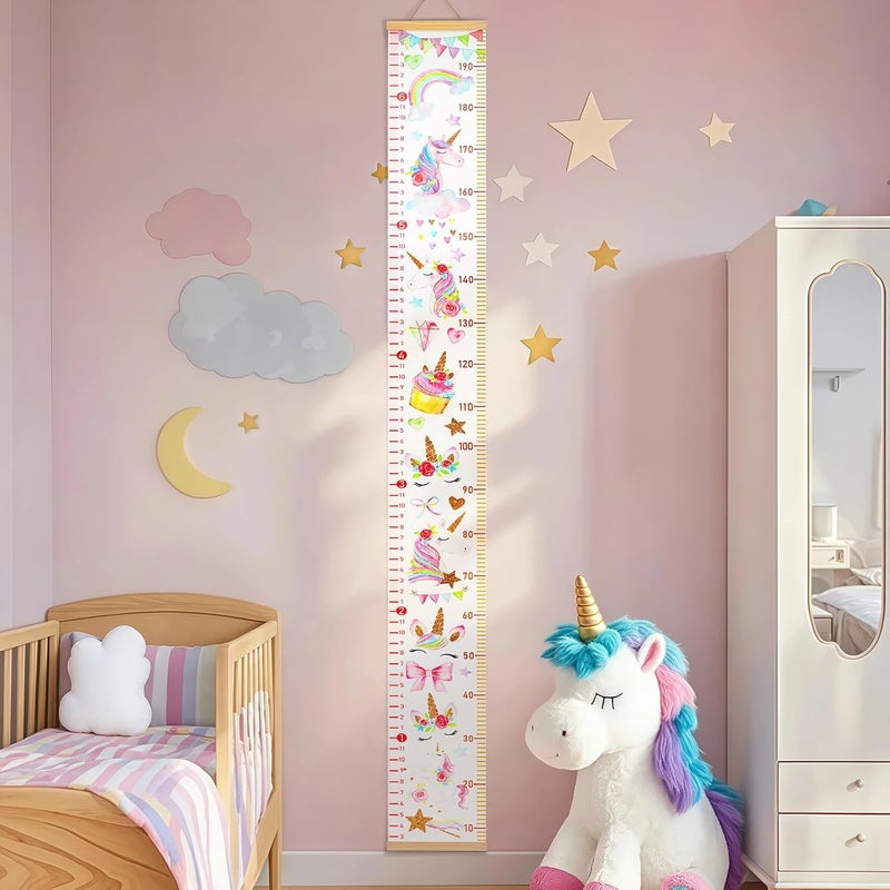 MIBOTE Baby Growth Height Chart Handing Ruler Wall Decor for Kids, Canvas Removable Height Growth Chart 79" x 7.9" (Unicorn) - Image 2