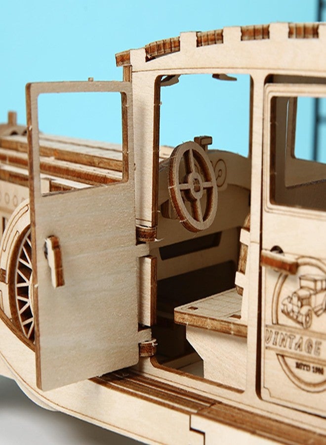 Foyucool 3D Wooden Puzzles for Adults, DIY Puzzle Model Kits, 187 Pieces Wooden Models for Adults to Build, Home Décor Perfect Birthday Christmas Souvenir Gift, Vintage Car - Image 3