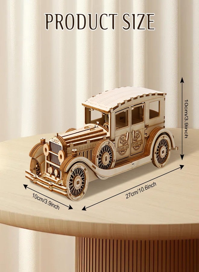 Foyucool 3D Wooden Puzzles for Adults, DIY Puzzle Model Kits, 187 Pieces Wooden Models for Adults to Build, Home Décor Perfect Birthday Christmas Souvenir Gift, Vintage Car - Image 2