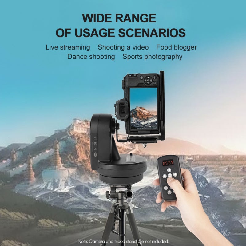 Motorized Pan Tilt Head: Black 1800mAh Battery, Wireless Control - 360° Rotation 50° Tilt Motorized Panoramic Head for Camera Tripod Photography & Panorama Shooting - Image 2