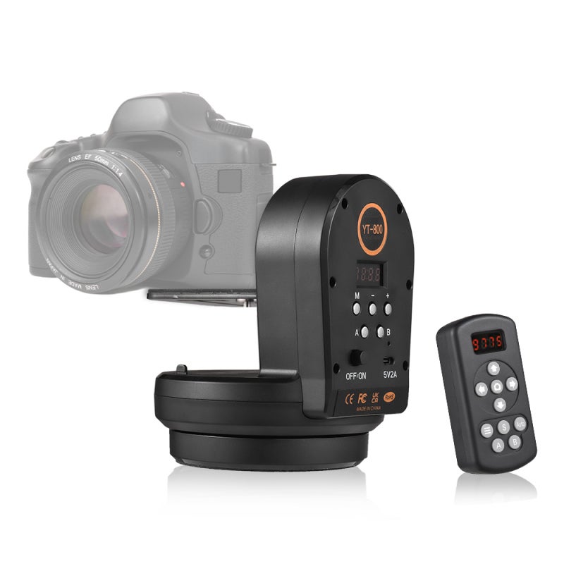 Motorized Pan Tilt Head: Black 1800mAh Battery, Wireless Control - 360° Rotation 50° Tilt Motorized Panoramic Head for Camera Tripod Photography & Panorama Shooting - Image 1