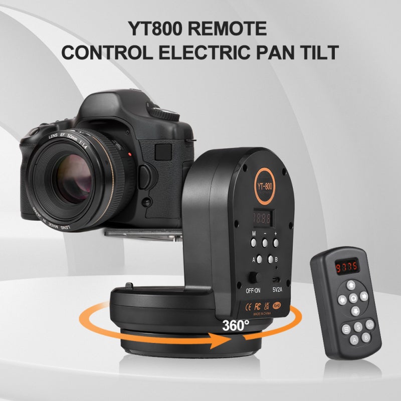 Motorized Pan Tilt Head: Black 1800mAh Battery, Wireless Control - 360° Rotation 50° Tilt Motorized Panoramic Head for Camera Tripod Photography & Panorama Shooting - Image 5