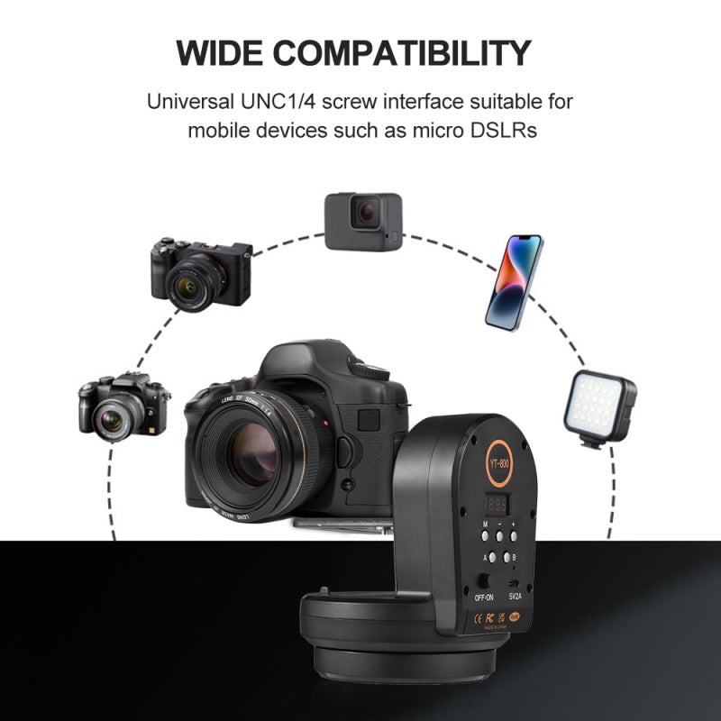 Motorized Pan Tilt Head: Black 1800mAh Battery, Wireless Control - 360° Rotation 50° Tilt Motorized Panoramic Head for Camera Tripod Photography & Panorama Shooting - Image 4