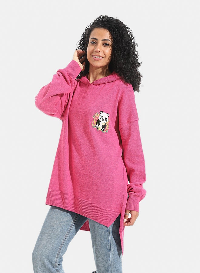 Andora Printed Long Sleeves Hoodie _ Dark Pink - Image 3