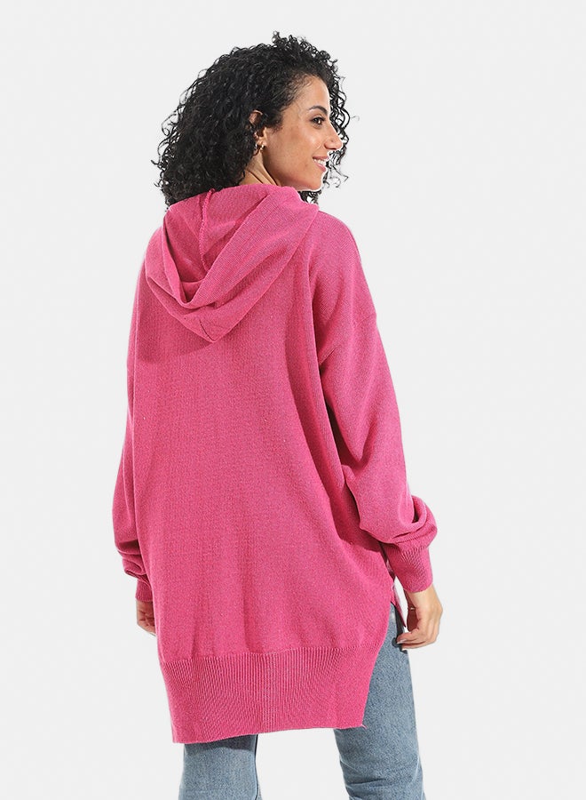 Andora Printed Long Sleeves Hoodie _ Dark Pink - Image 4