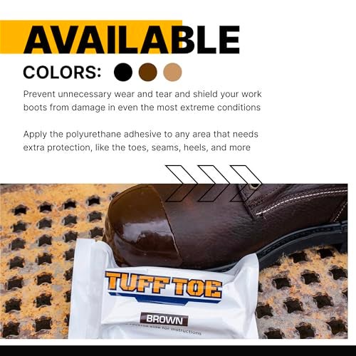 Tuff Toe Boot Toe Protector Adhesive, Shoe Glue Toe Protectors for Shoes and Work Boots - Waterproof Heat Resistant, Heavy Duty Protective Layer & Shoe Repair Kit - Easy Application, Cover 2 Shoes, Brown Color - Image 5