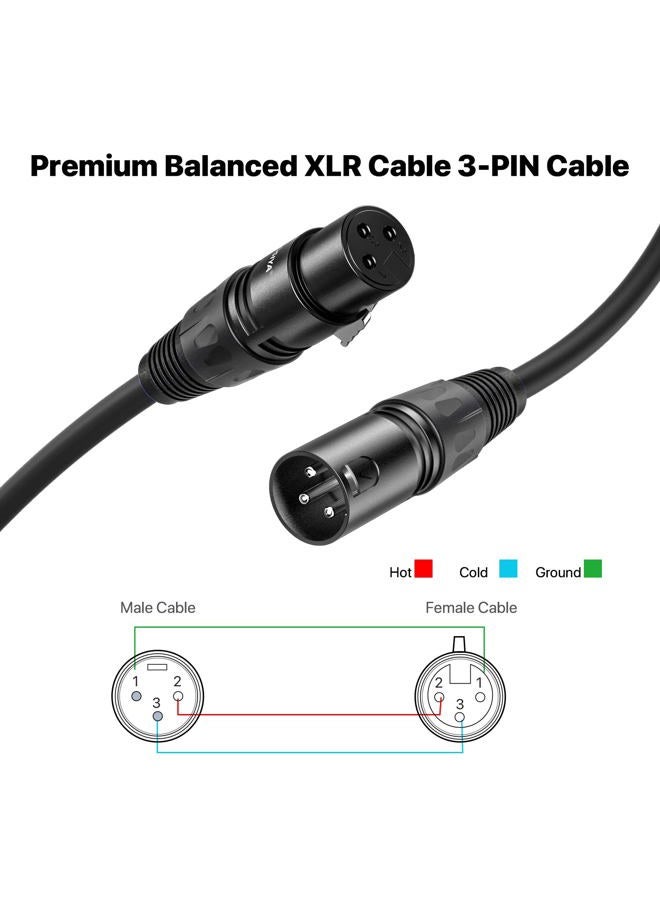 NUOSIYA XLR Cable 100 Ft 2 Packs,Microphone Cables,Premium Balanced Microphone Mic Speaker Cable with 3-Pin XLR Male to Female DMX Cable,Black - Image 5