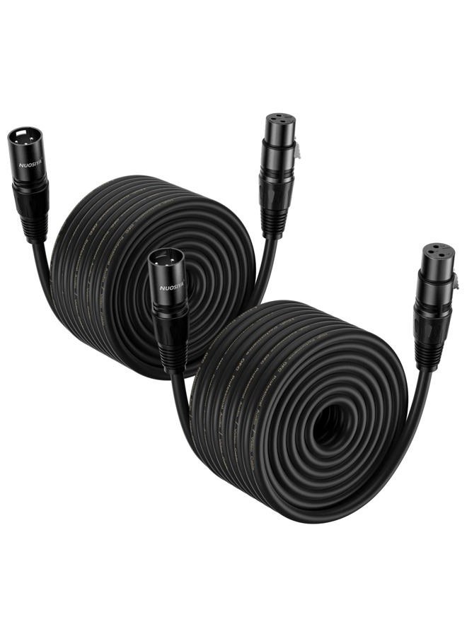 NUOSIYA XLR Cable 100 Ft 2 Packs,Microphone Cables,Premium Balanced Microphone Mic Speaker Cable with 3-Pin XLR Male to Female DMX Cable,Black - Image 1