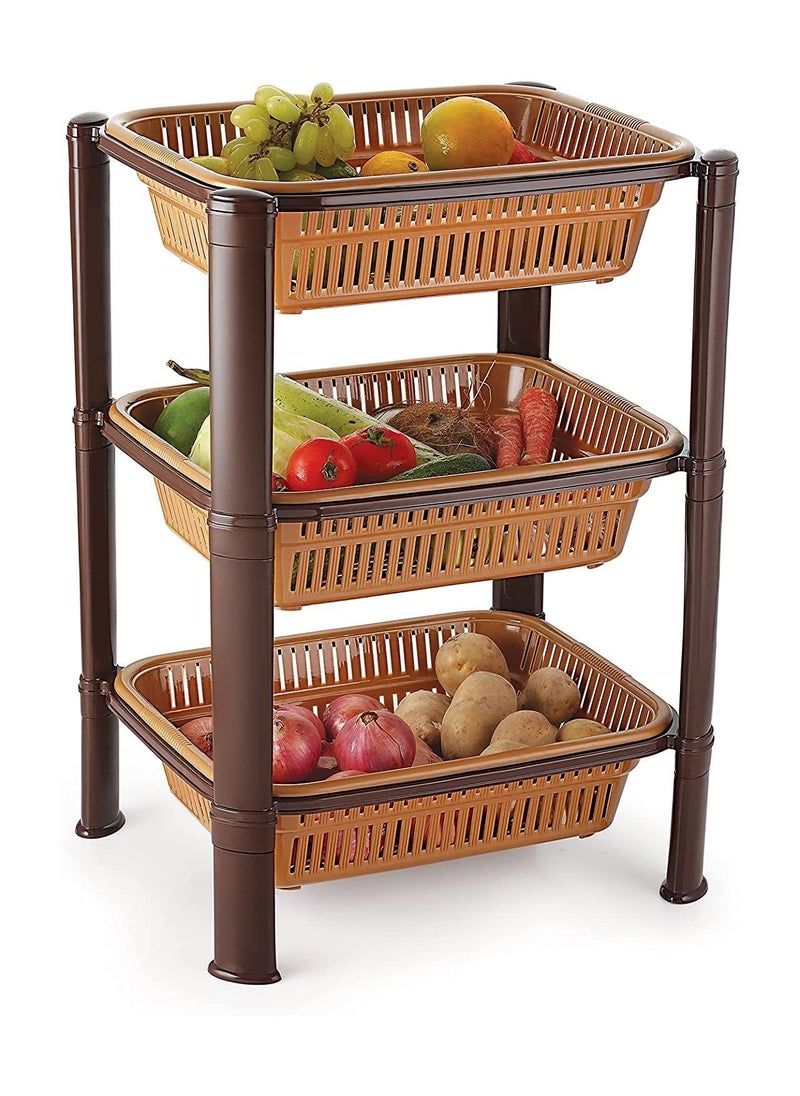 Kitchen Adjustable Storage Stand Rack Plastic 3 Steps Multicolor 3-Tier Fruit Tower For Kitchen