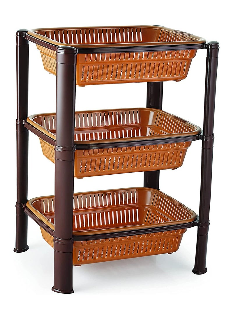 Kitchen Adjustable Storage Stand Rack Plastic 3 Steps Multicolor 3-Tier Fruit Tower For Kitchen