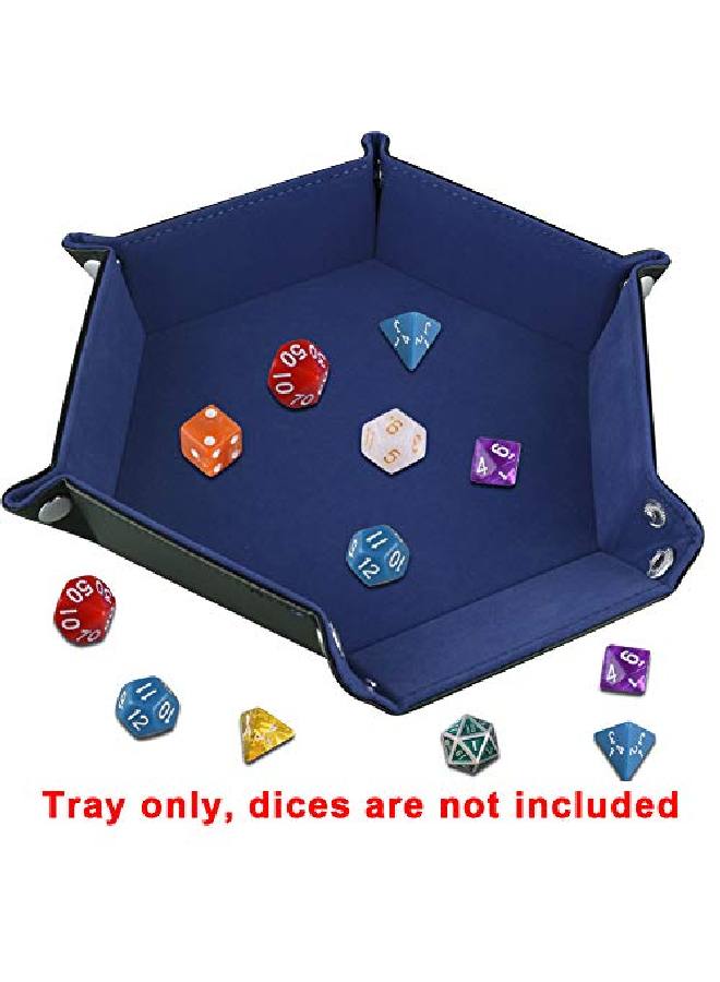 SIQUK Double Sided Dice Tray, Folding Hexagon Pu Leather And Velvet Dice Holder For Dungeons And Dragons Rpg Dice Gaming D&D And Other Table Games, Blue - Image 4