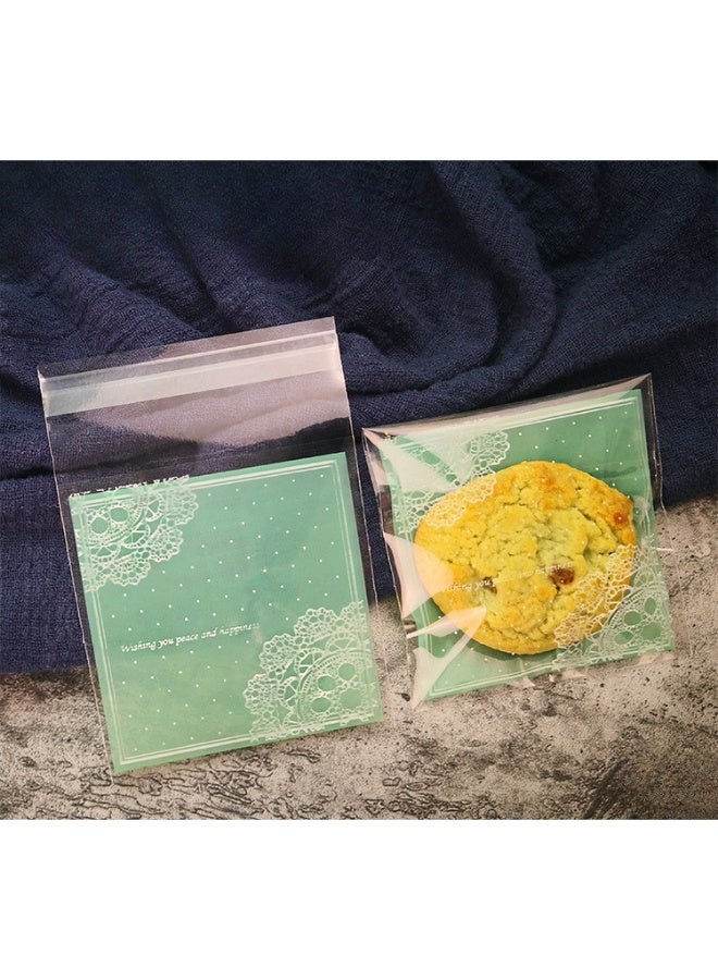 DOUGEI 100pcs Self Adhesive Cellophane Cookie Bags,Lovely Lace  Clear Biscuit Roasting Treat Present DIY Plastic Candy Individual Wrappers Self Adhesive OPP Cookie Bakery Decorating Favor Bags - Image 4