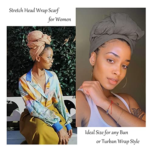 Kachanaa 4 Pieces African Turbans Head Wraps Jersey for Black Women Stretch Scarf Urban Long Solid Color Breathable Soft Head Bands for Sleeping - Image 2