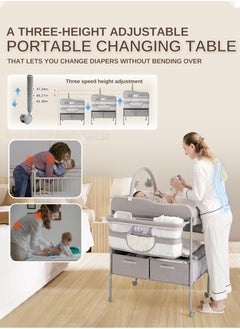 Jourvent Baby Changing Table, Versatile Folding Changing Table, Waterproof Diaper Changing Station, Adjustable Height with 2 Drawers,Baby Changing Station, Mobile Nursery for Infant and Newborn  - Image 2
