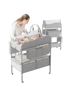 Jourvent Baby Changing Table, Versatile Folding Changing Table, Waterproof Diaper Changing Station, Adjustable Height with 2 Drawers,Baby Changing Station, Mobile Nursery for Infant and Newborn  - Image 1