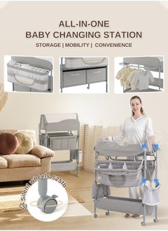 Jourvent Baby Changing Table, Versatile Folding Changing Table, Waterproof Diaper Changing Station, Adjustable Height with 2 Drawers,Baby Changing Station, Mobile Nursery for Infant and Newborn  - Image 4
