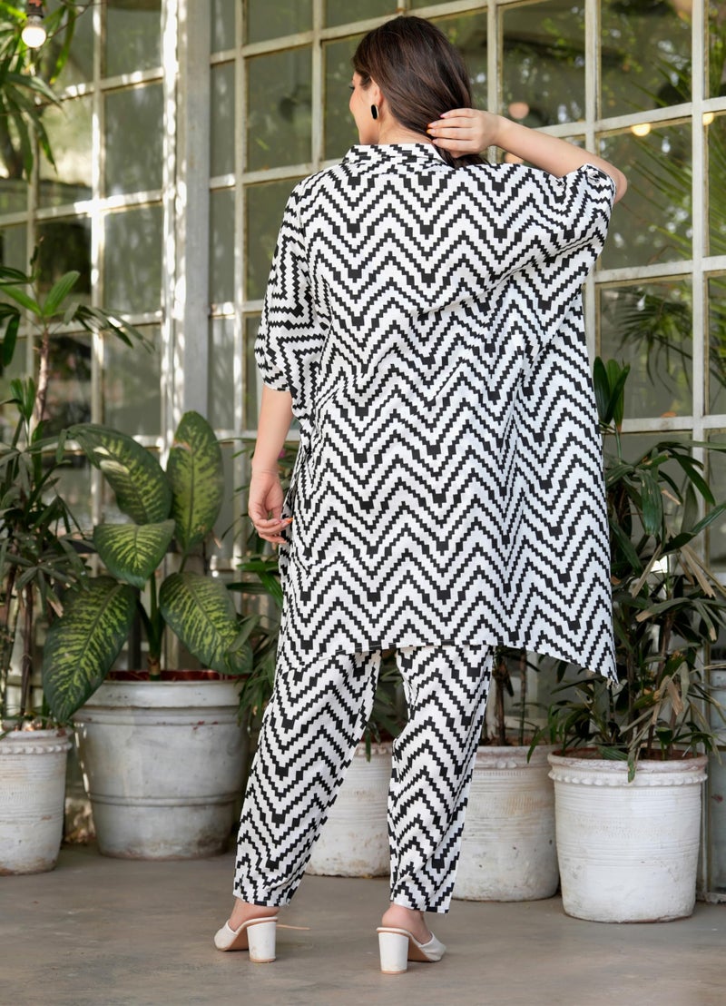 rytras Women's Printed Ethnic Wear Kaftan Kurta Set with Palazzo Pants(RYT640,Black,S) - Image 2
