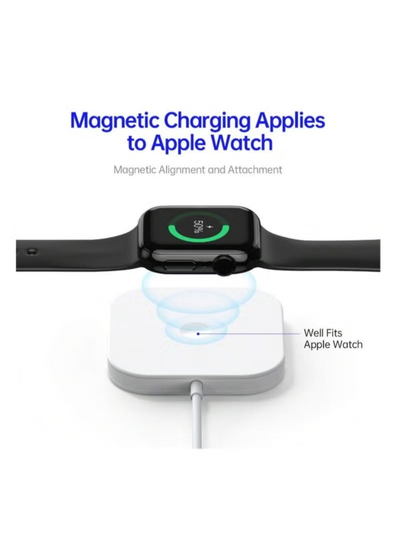 15 watt 3-in-1 MagSafe Wireless Charger With Charging Stand Compatible With iPhone 15 /14 /13 /12 Series, Apple Watch, Airpods 3  Airpods pro
