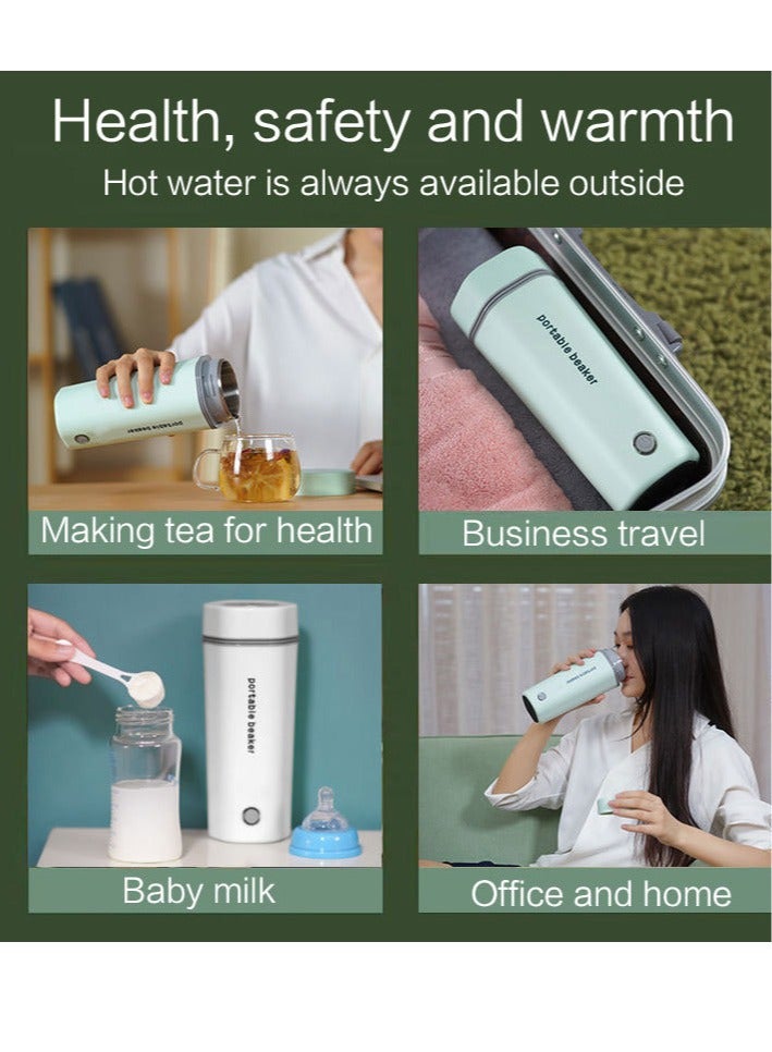 Portable Electric Kettle Stainless Steel Liner Travel Electric Cup Home Mini Heating Teapot Fast Cooking Single Cup Water Heater Green - Image 2