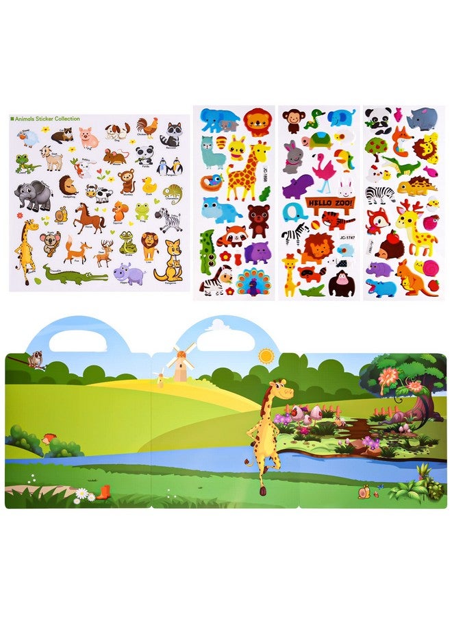 ASTARON 88 Pcs Animal Themed Puffy Sticker Book For Kids Toddlers Reusable Animal Jelly Sticker Book For Travel - Image 4