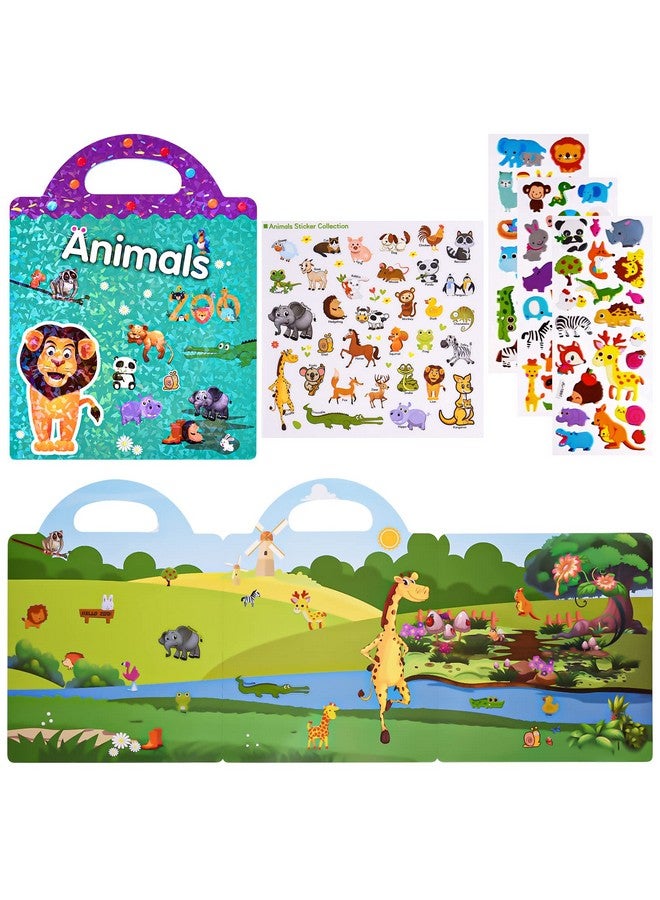 ASTARON 88 Pcs Animal Themed Puffy Sticker Book For Kids Toddlers Reusable Animal Jelly Sticker Book For Travel - Image 2