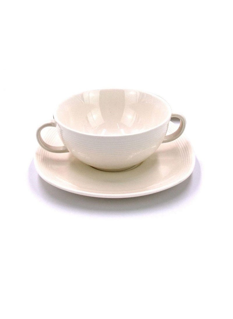QUALITIER 12-Piece Soup Cup & Saucer Set – 425cc Porcelain Cups with Saucers | Elegant White, Microwave & Dishwasher Safe - Image 2