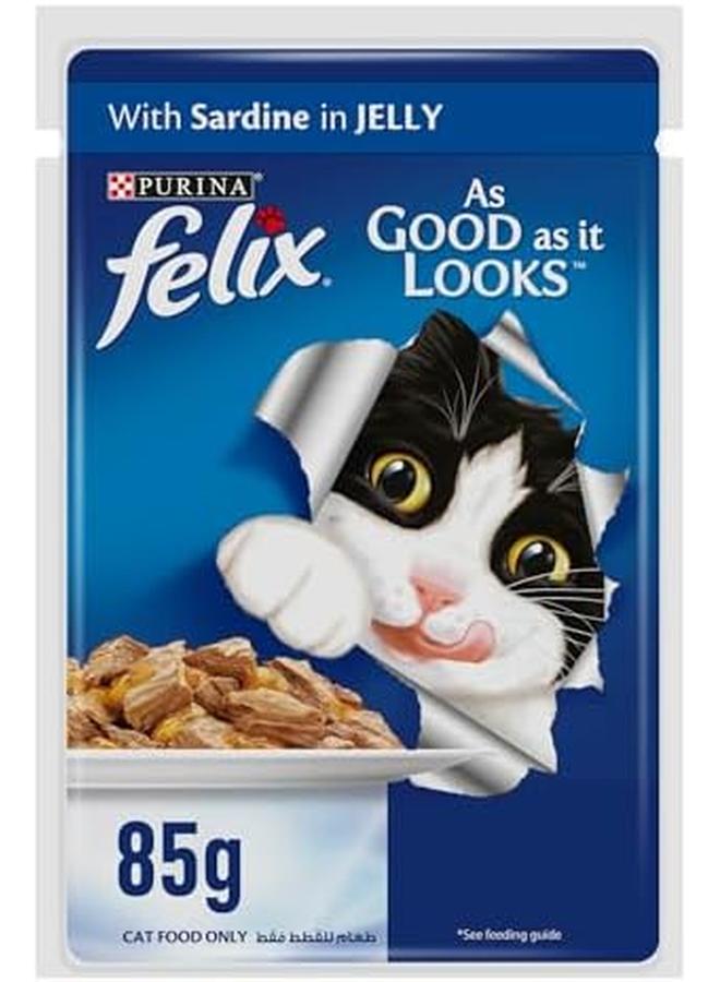Felix As Good As It Looks Adult Cat With Sardine In Jelly 85G Pack Of 24 - Image 3
