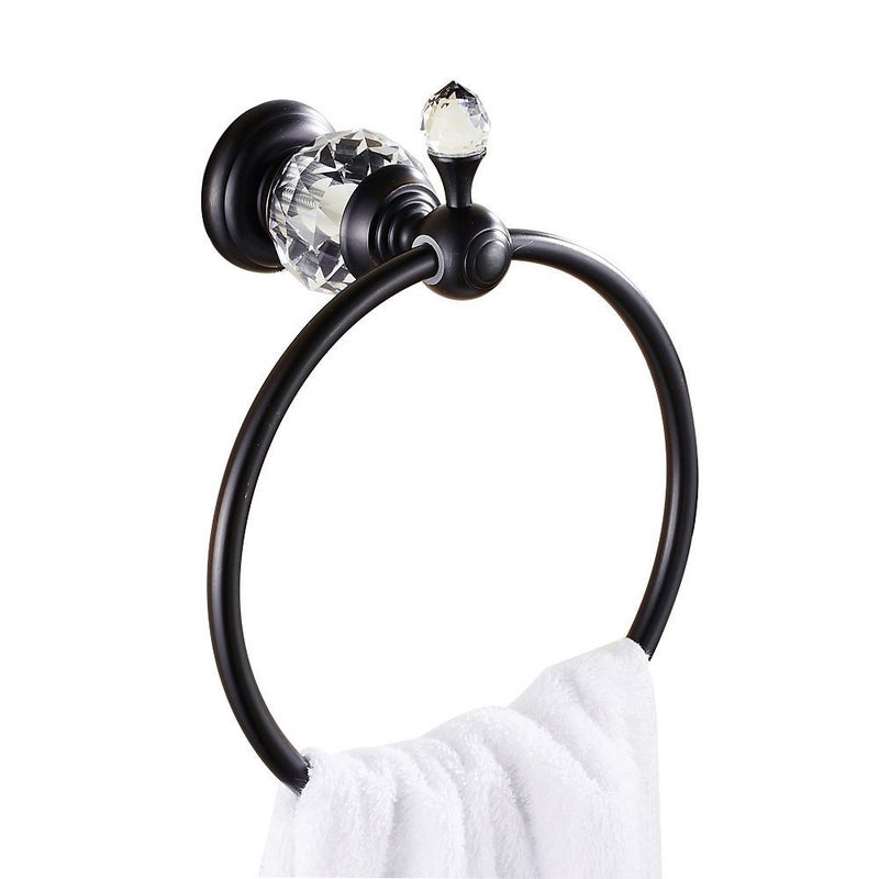 Nokozan Nokozan Luxury Crystal Series OilRubbed Bronze Fished Batrhoom Towel Ring Holder Wall Mouted 