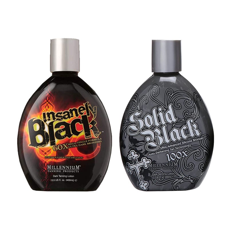 Millennium Tanning Products, Solid Black 100x (13.5 oz) and Insanely Black 60x (13.5 oz) - Image 1