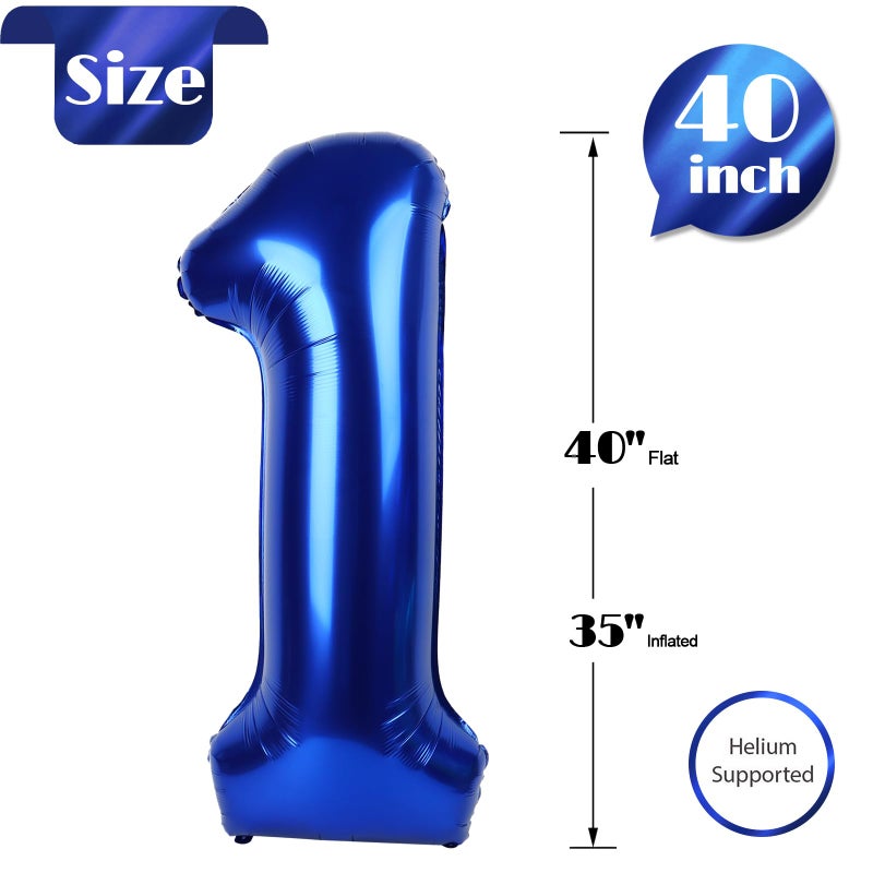 IWERP Night Blue Number 1 Balloon 40 Inch, 1st Birthday Balloon for Baby Boy Girl Toddler First Birthday Decorations, Shiny Night Blue Party Supplies - Image 5
