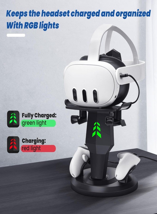 Lampelc VR Charging Stand for Meta/Oculus Quest 3, Quest 2 Headset, Controllers and VR Accessories, VR Headset Charging Dock with LED Lights, Type C Charging Port - Image 2