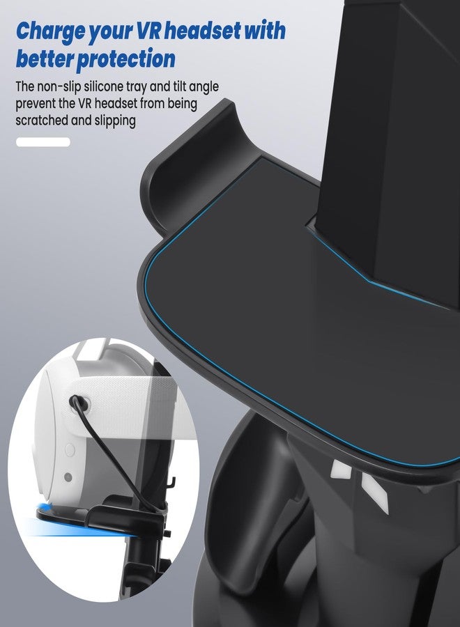 Lampelc VR Charging Stand for Meta/Oculus Quest 3, Quest 2 Headset, Controllers and VR Accessories, VR Headset Charging Dock with LED Lights, Type C Charging Port - Image 5