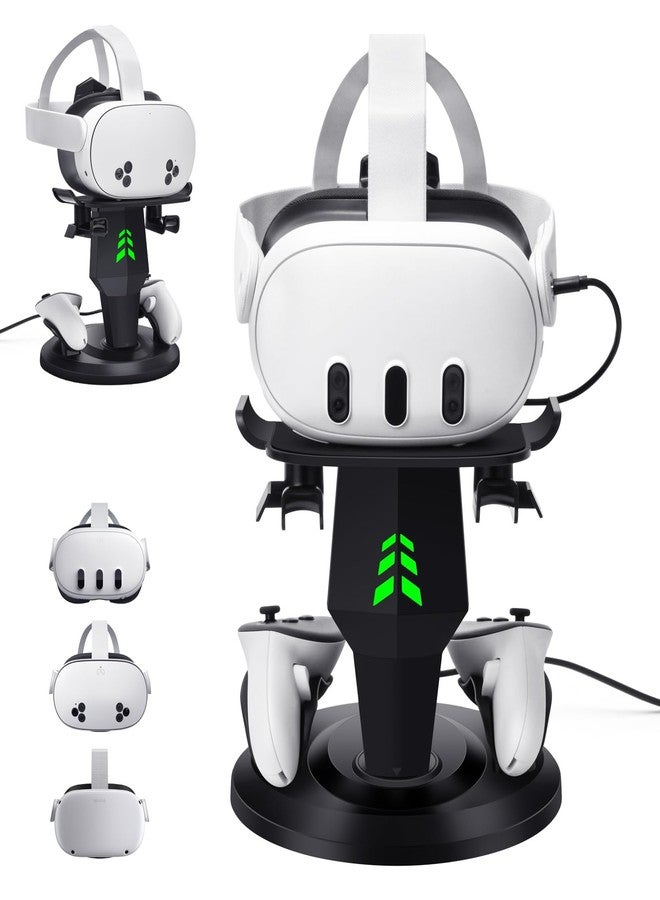 Lampelc VR Charging Stand for Meta/Oculus Quest 3, Quest 2 Headset, Controllers and VR Accessories, VR Headset Charging Dock with LED Lights, Type C Charging Port - Image 1