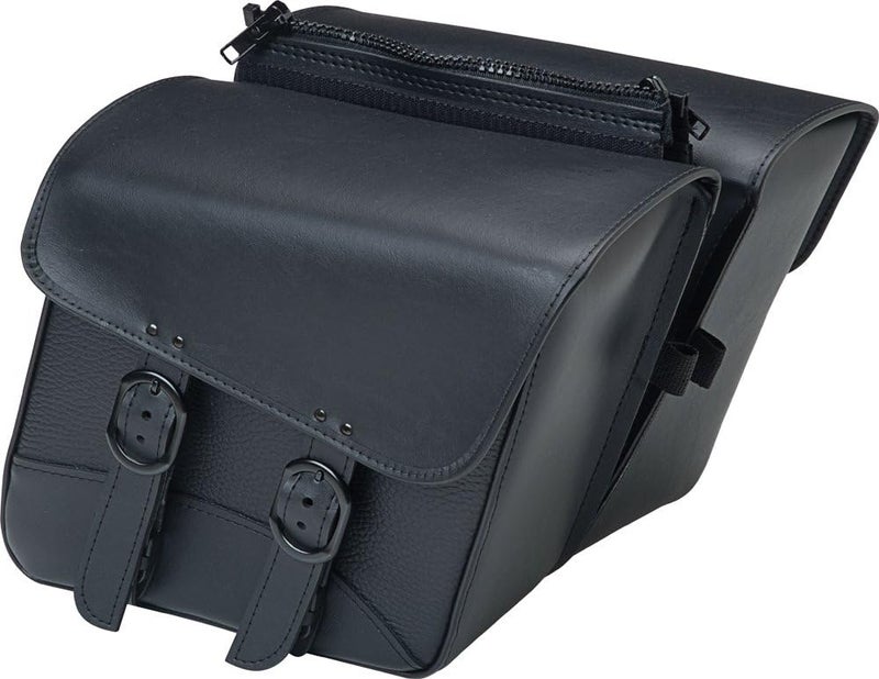 Dowco Willie & Max Black Jack Series Synthetic Leather Compact Slant Motorcycle Saddlebag Set - Image 1