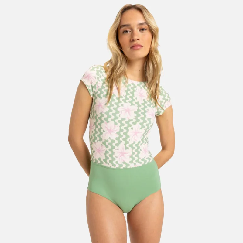 روكسي Hibiscus Daze Short Sleeves Swimsuit - Women