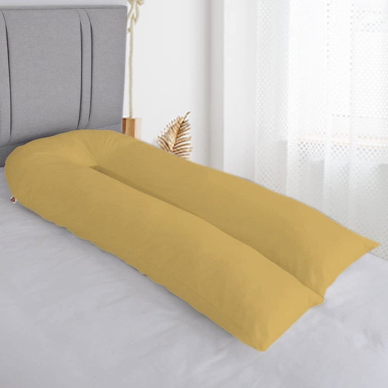 COOZLY COOZLY U Shaped Pregnancy Pillow Maternity Pillow 100 Cotton Removable Covers Premium PregnoCare Fibres U Premium Lyte Mustard - Image 2
