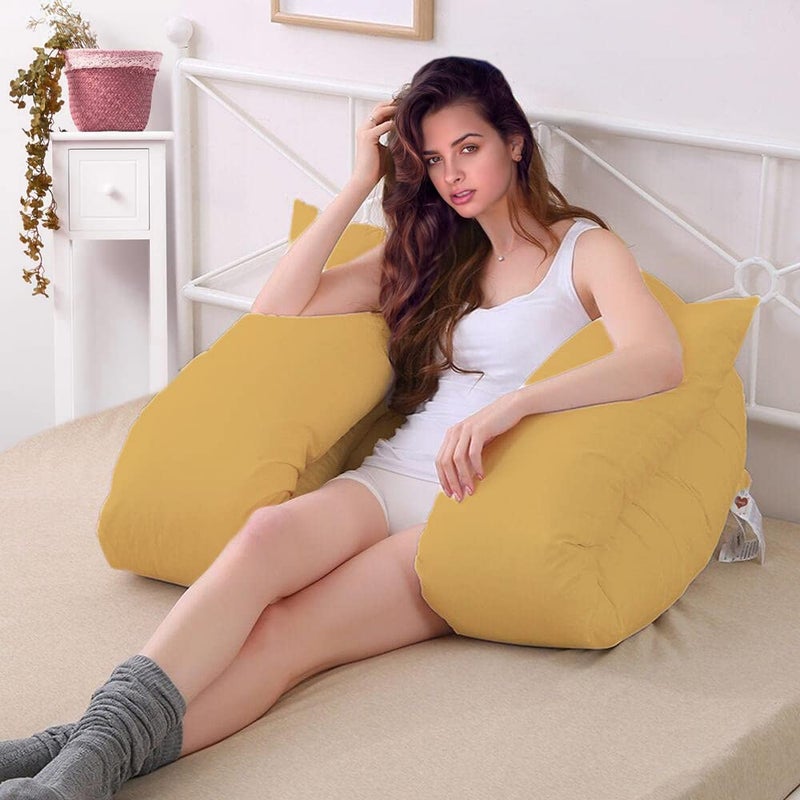 COOZLY COOZLY U Shaped Pregnancy Pillow Maternity Pillow 100 Cotton Removable Covers Premium PregnoCare Fibres U Premium Lyte Mustard - Image 4