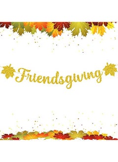 Big 10 Feet Friendsgiving Banner Gold Glitter No Diy | Friendsgiving Backdrop For Friendsgiving Party Decorations | Happy Friendsgiving Banner For Thanksgiving Decorations | Friendsgiving Decorations