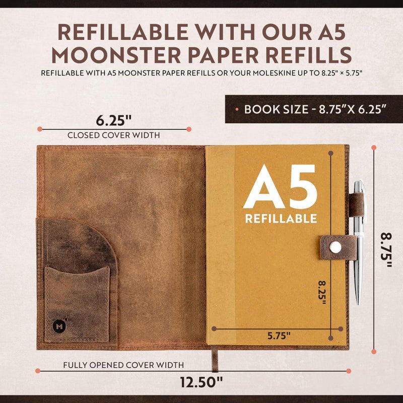 moonster Refillable Psalm 46:10 Bible Verse Embossed Journals with Pen â€“ Milled A5 Leather Journal Lined Paper - Journals for Women Notebook with Pen Holder - 320 Pages - Image 3