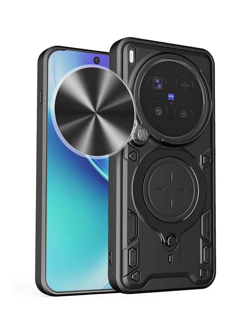 Phone Case for VIVO X300 Pro 5G with Camera Cover and Ring Holder, Hard Back + Soft Edge Shockproof Protective Cover - Image 1