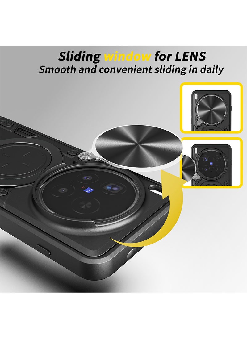 Phone Case for VIVO X300 Pro 5G with Camera Cover and Ring Holder, Hard Back + Soft Edge Shockproof Protective Cover - Image 2