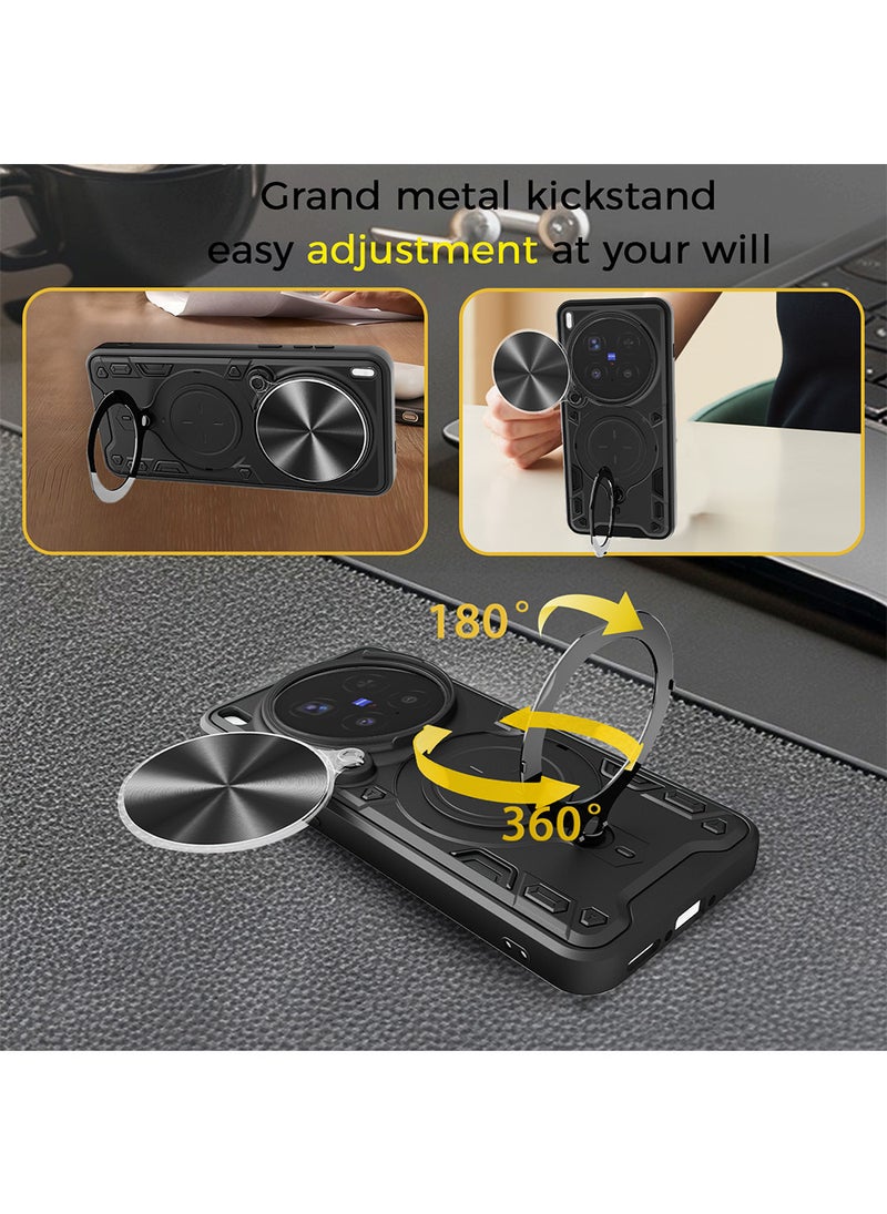 Phone Case for VIVO X300 Pro 5G with Camera Cover and Ring Holder, Hard Back + Soft Edge Shockproof Protective Cover - Image 3